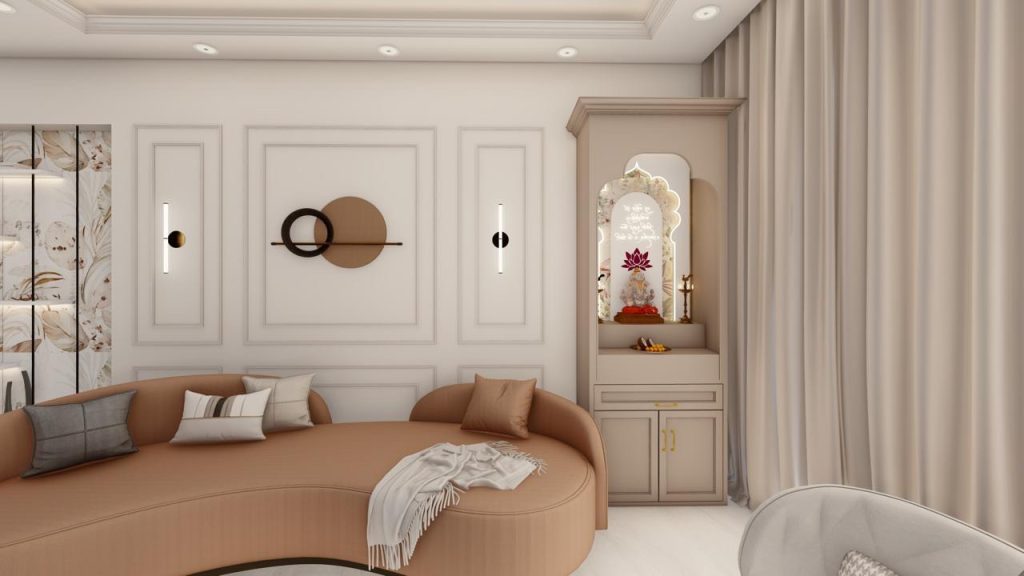 Modern living room interior in flats in Ravet Annex Pune with premium design and decor